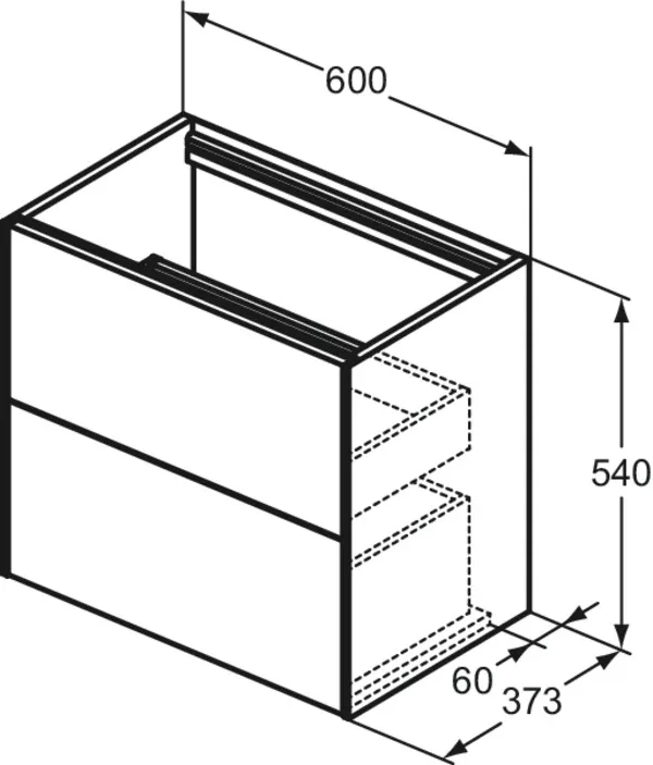 Ideal Standard Waschtischunterschrank Conca, 2 Auszüge, ohne Platte, 600x373x540mm, Weiß Ideal Standard Waschtischunterschrank Conca, 2 Auszüge, ohne Platte, 600x373x540mm, Weiß