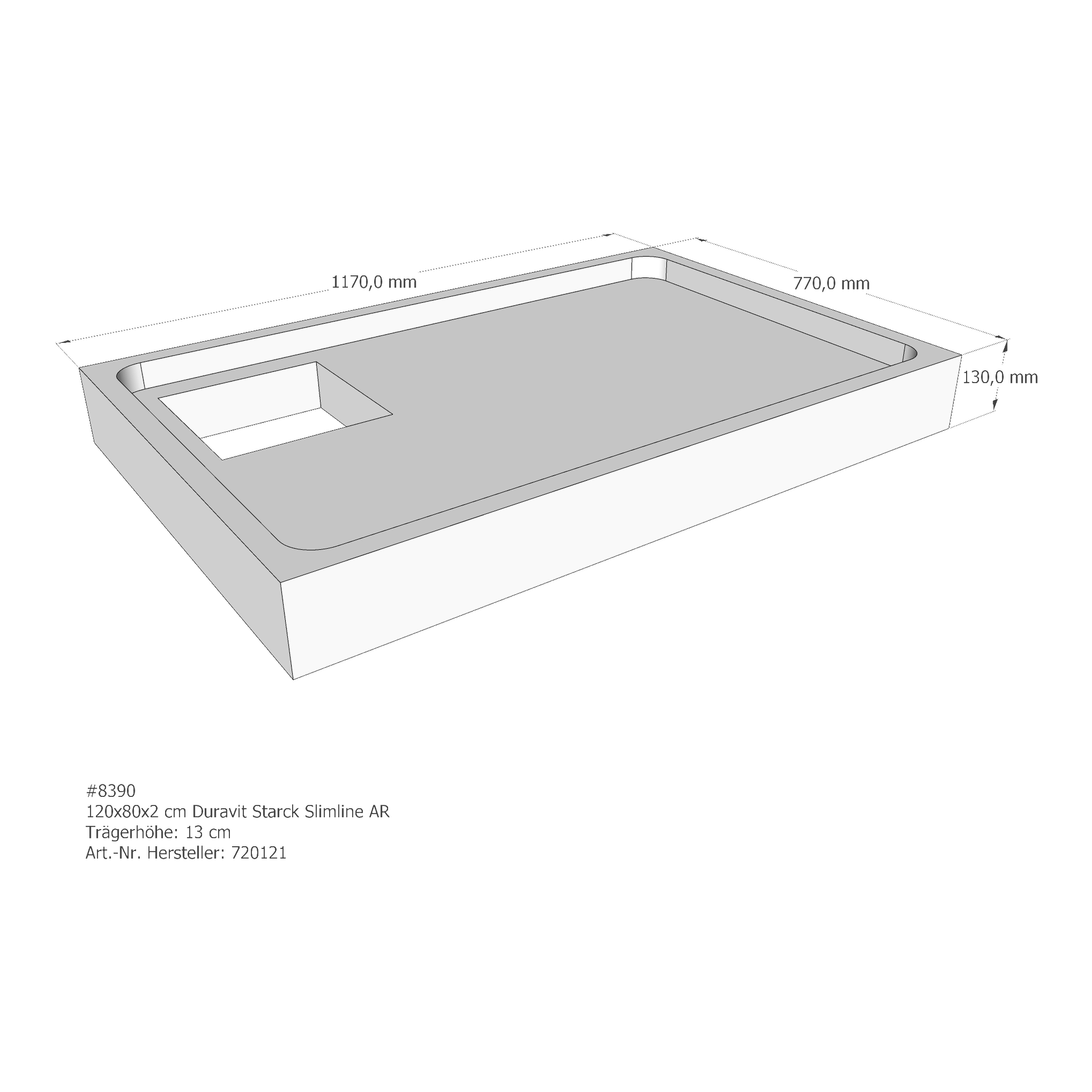 Duschwannenträger für Duravit Starck Slimline 120 × 80 × 2 cm Duschwannenträger für Duravit Starck Slimline 120 × 80 × 2 cm