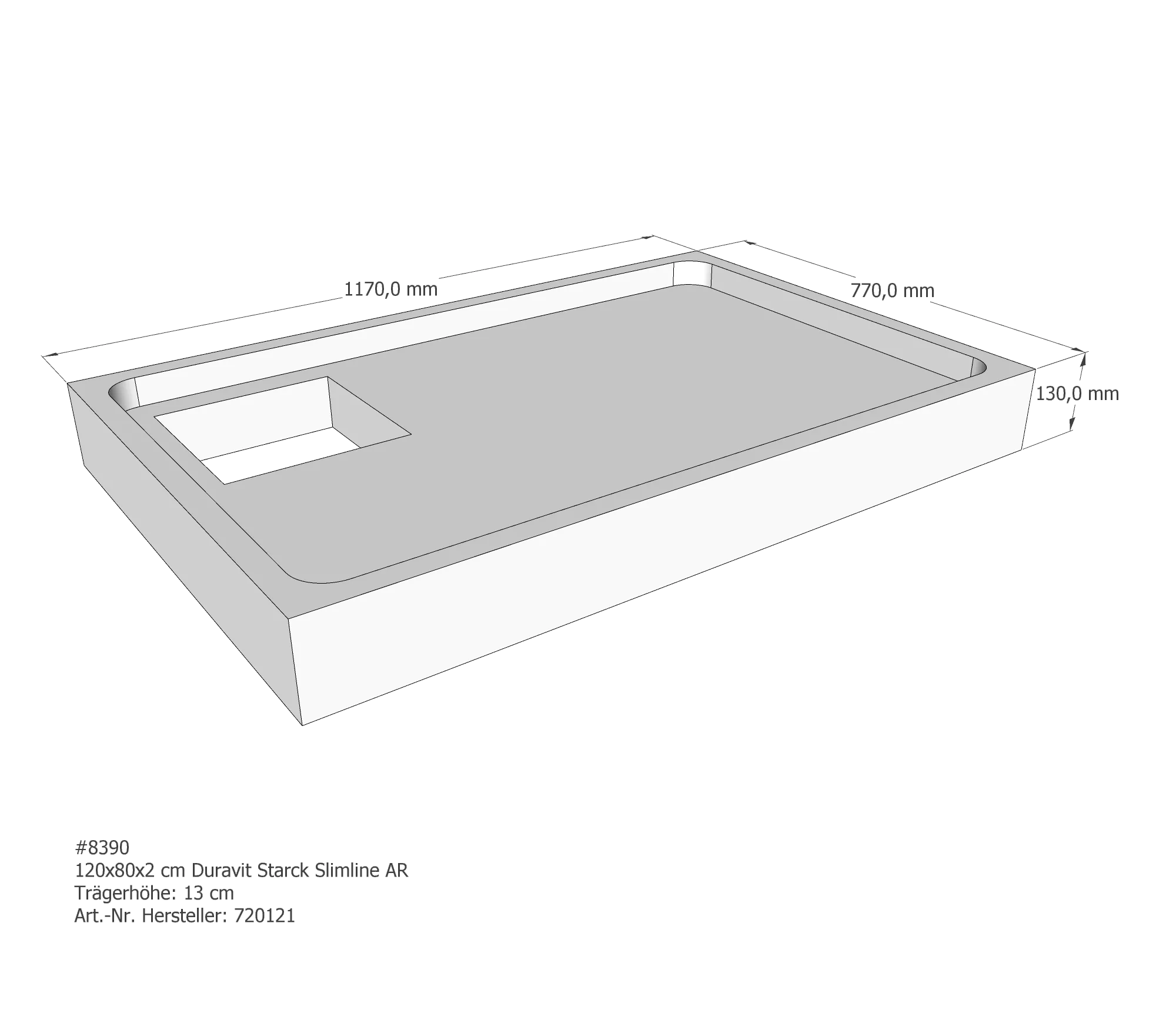 Duschwannenträger für Duravit Starck Slimline 120 × 80 × 2 cm Duschwannenträger für Duravit Starck Slimline 120 × 80 × 2 cm