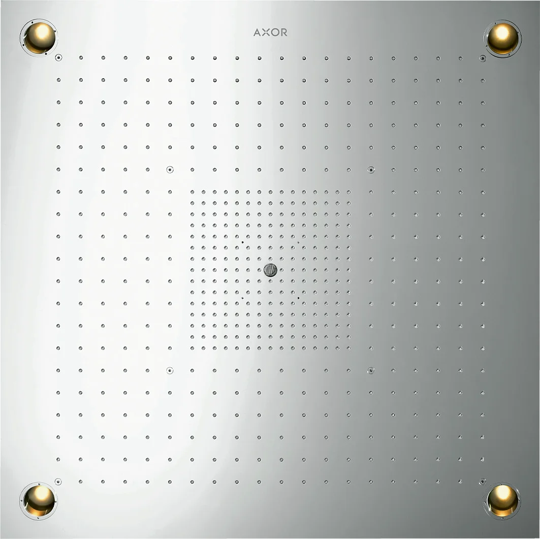 Hansgrohe AXOR ShowerSolutions ShowerHeaven 970x970mm Edelstahl mit Beleuchtung, 3 Strahlzonen, Deckenmontage