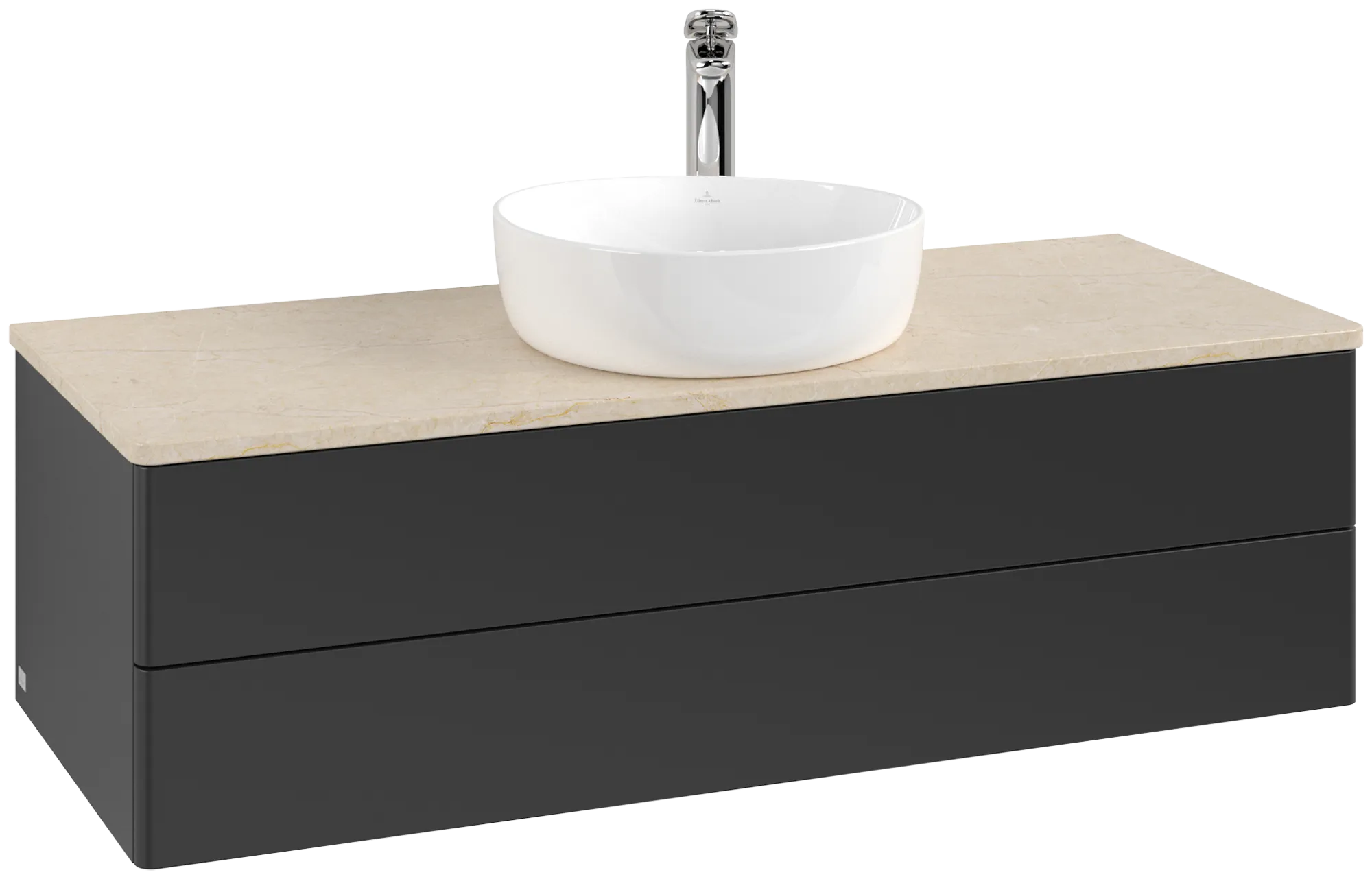 Villeroy & Boch Antao Waschbeckenunterschrank L21_5 1200x360x500mm Black Matt Lacquer / Botticino