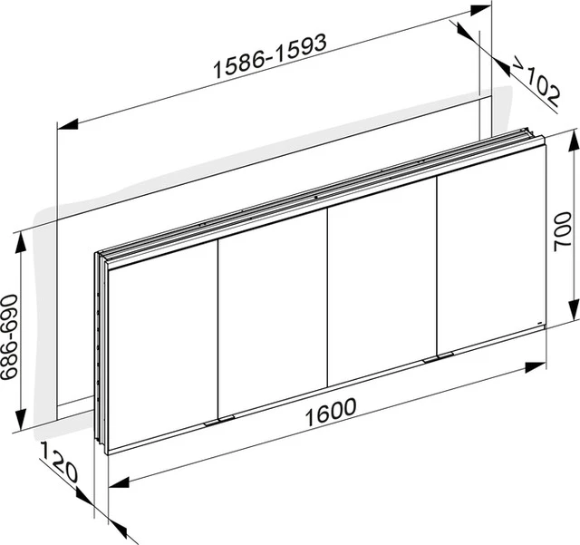 KEUCO Wandeinbau Spiegelschrank 4-türig „Royal Modular 2.0“ in Silber (eloxiert), Unterputz, mit Beleuchtung, mit Steckdosen 1600 × 900 × 120 mm KEUCO Wandeinbau Spiegelschrank 4-türig „Royal Modular 2.0“ in Silber (eloxiert), Unterputz, mit Beleuchtung, mit Steckdosen 1600 × 900 × 120 mm