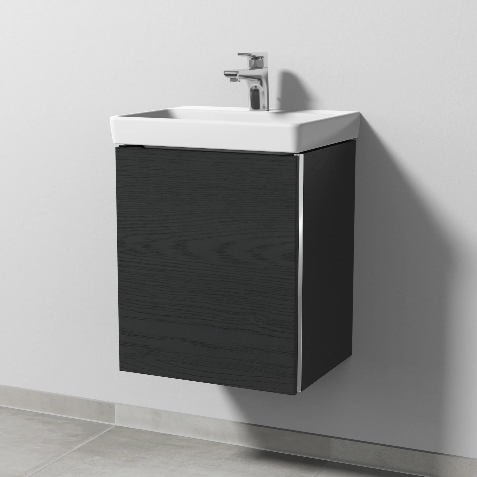 Sanipa Waschtischunterschrank „3way“ 430 × 510 × 352 mm in Black Oak, Anschlag links Sanipa Waschtischunterschrank „3way“ 430 × 510 × 352 mm in Black Oak, Anschlag links
