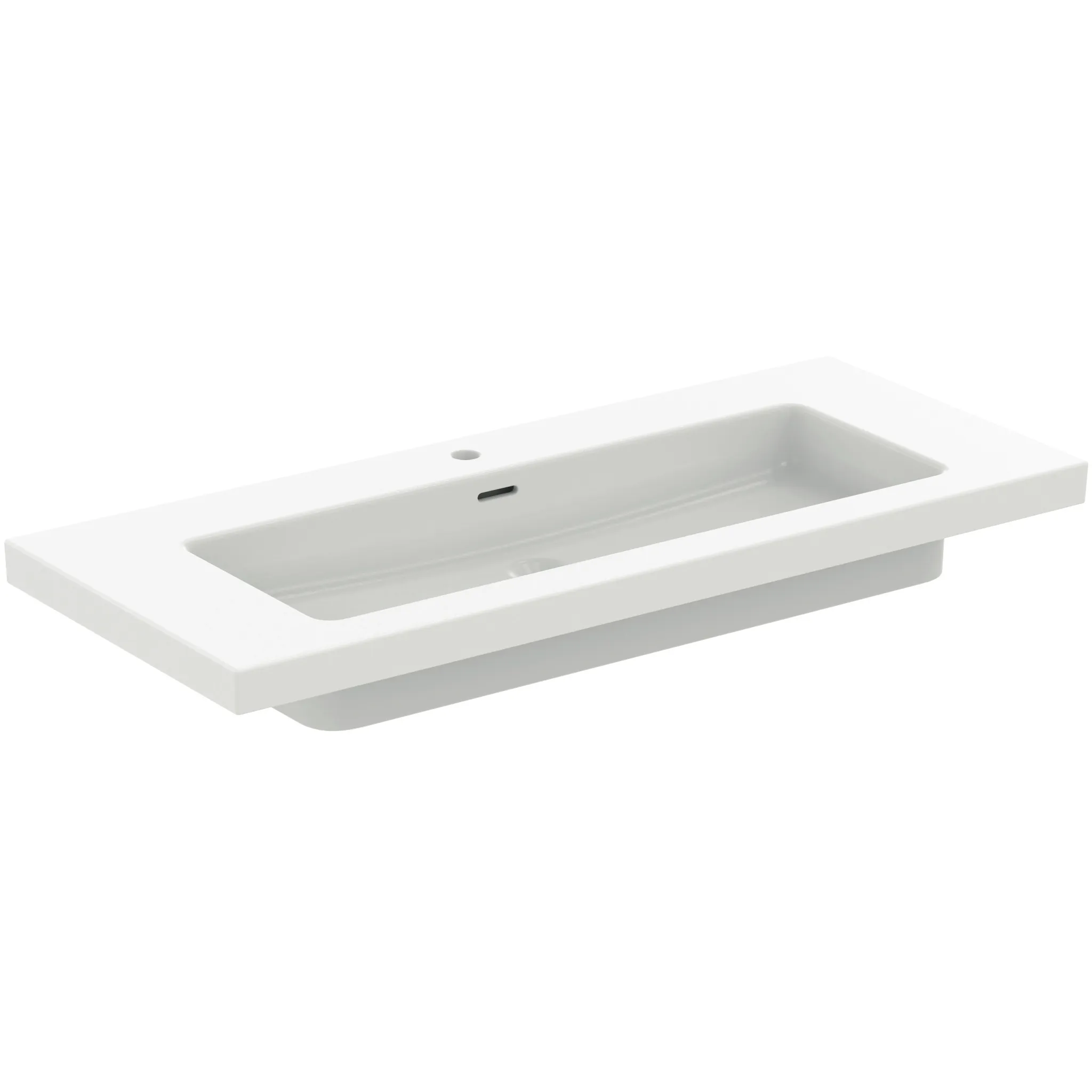 Waschbecken „Extra“ 121 × 51 × 15 cm, Hahnlochposition mittig in Seidenweiß Waschbecken „Extra“ 121 × 51 × 15 cm, Hahnlochposition mittig in Seidenweiß