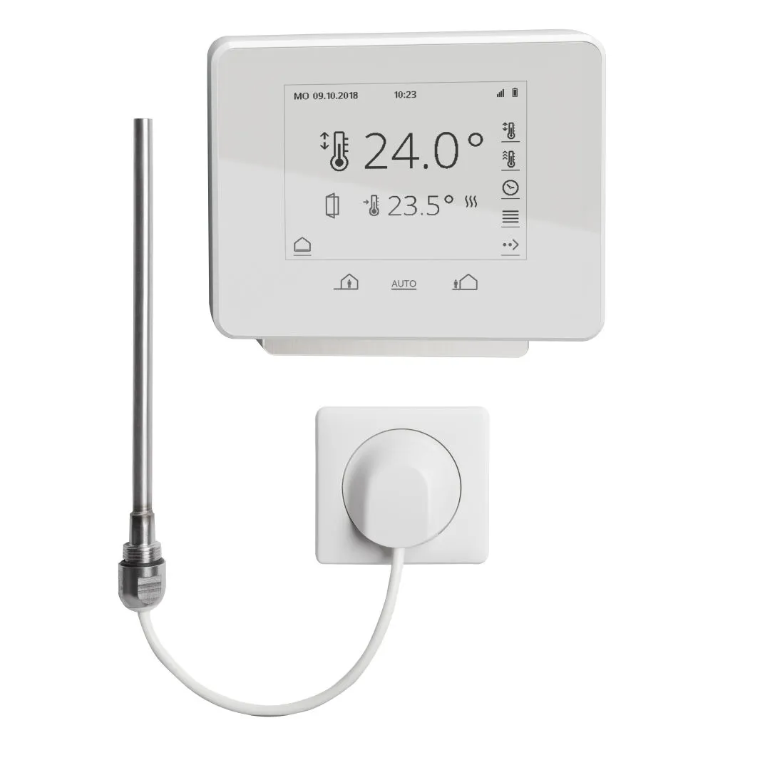 Kermi Elektro-Set inkl. Regler Funk-Comfort und Heizstab „WRX“, 800 W in weiß / weiß /