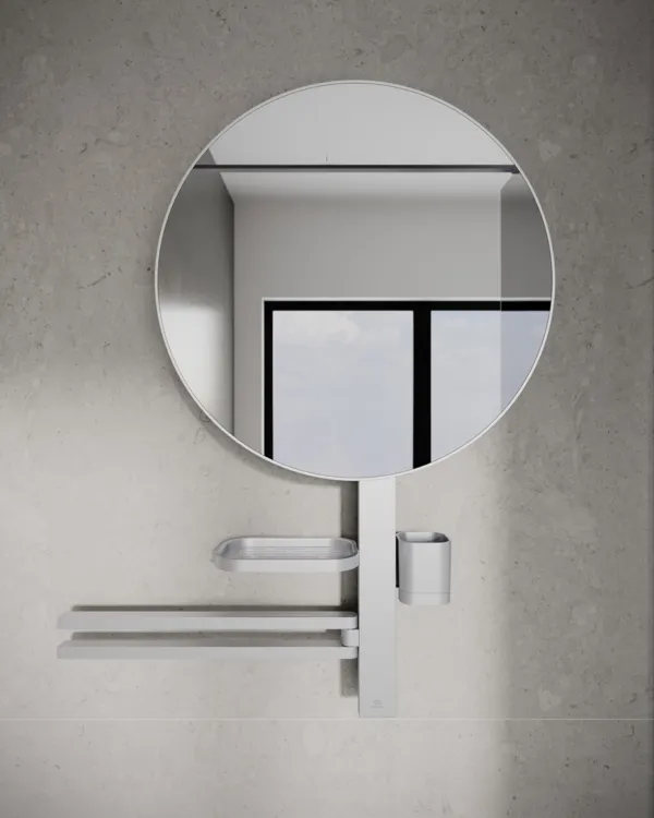 Ideal Standard Beauty Bar Accessoires-Kombination Alu+ L800 mit Spiegel Durchmesser 500mm Silver Ideal Standard Beauty Bar Accessoires-Kombination Alu+ L800 mit Spiegel Durchmesser 500mm Silver