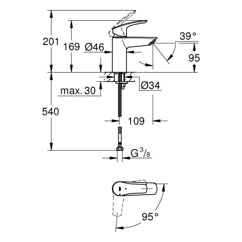Grohe Eurosmart Professional Einhand-Waschtischbatterie S-Size, Cradle to Cradle Certified(R) Gold, chrom Grohe Eurosmart Professional Einhand-Waschtischbatterie S-Size, Cradle to Cradle Certified(R) Gold, chrom