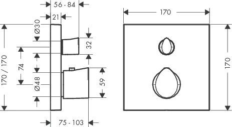 Thermostat UP Axor Starck Organic F-Set chrom mit Absperr-u.Umstellventil