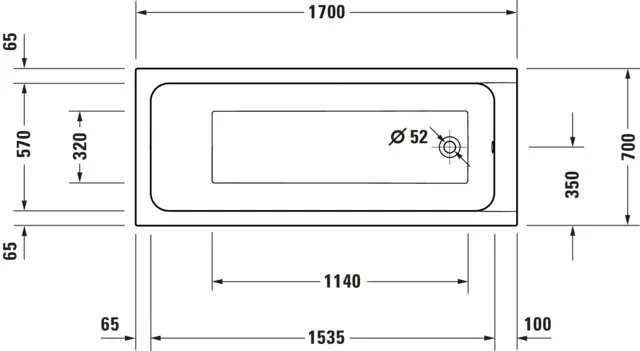 Duravit Badewanne „D-Code“ rechteck 1700 × 700 mm, Fußablauf in Weiß