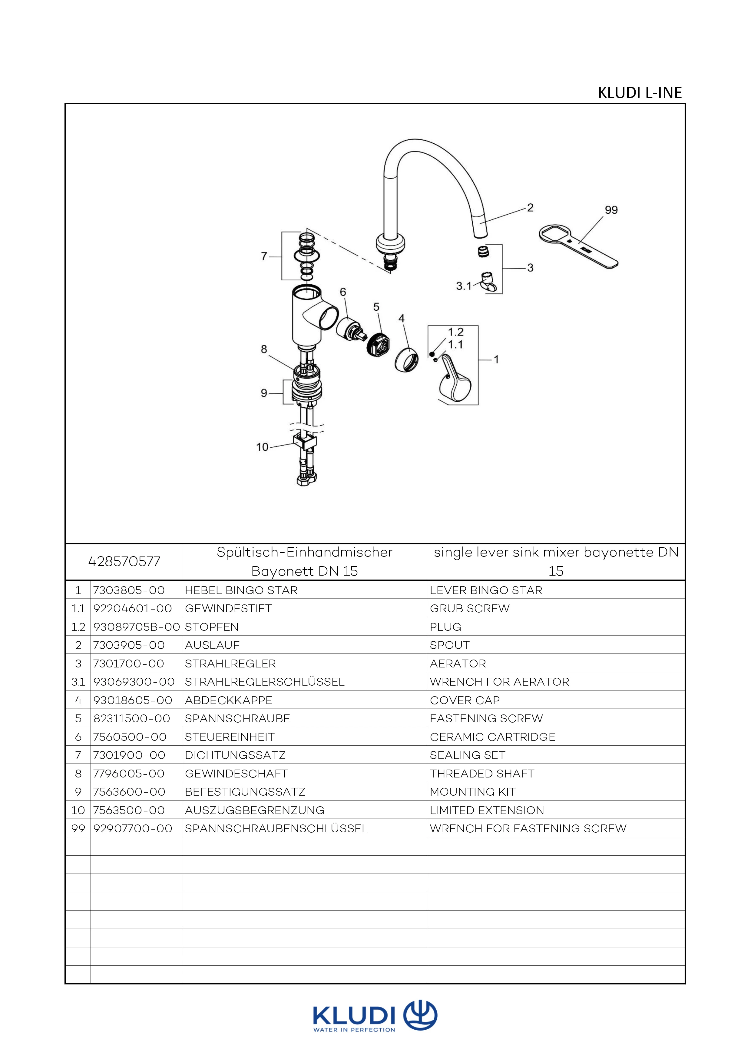 BINGO STAR SpültischBajonettEHM DN 15 chrom BINGO STAR SpültischBajonettEHM DN 15 chrom