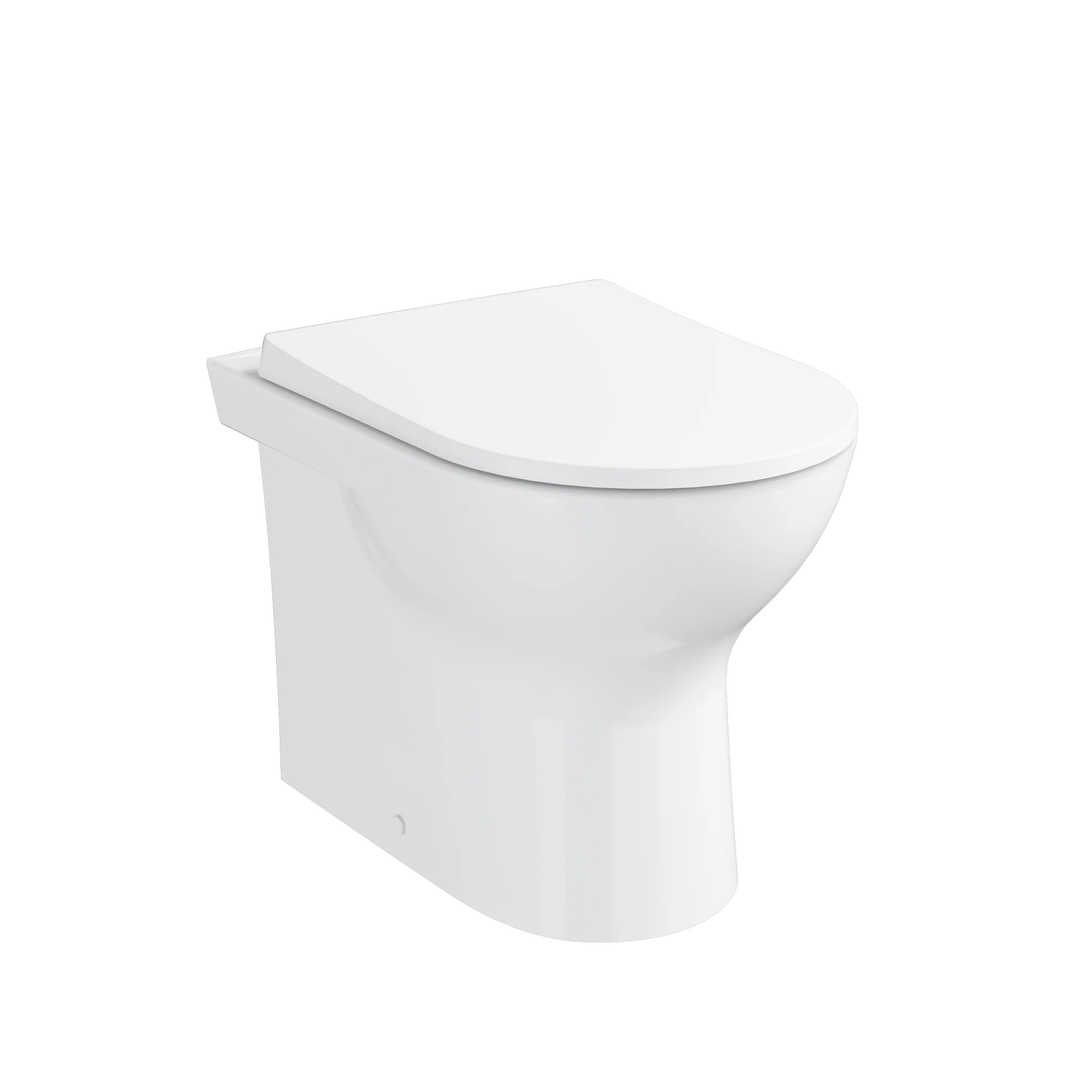 New S20 Round Tiefspüler-Stand-WC spülrandlos Smooth Flush back to wall Abgang waagerecht 36 x 52 cm (BxT) Weiß Hochglanz