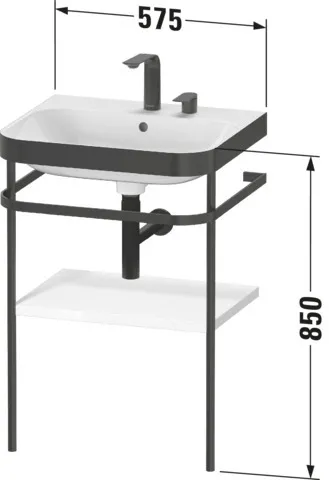 Duravit Waschtischunterschrank mit Metallkonsole „Happy D.2 Plus“ 57,5 × 85 × 49 cm