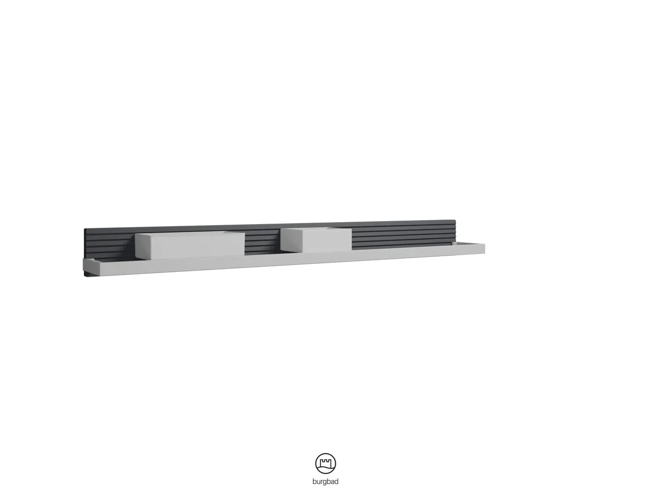 Wandboard Fiumo von burgbad - Metallreling, Plisseestruktur, Anthrazitgrau, 117 x 1.200 x 150 mm