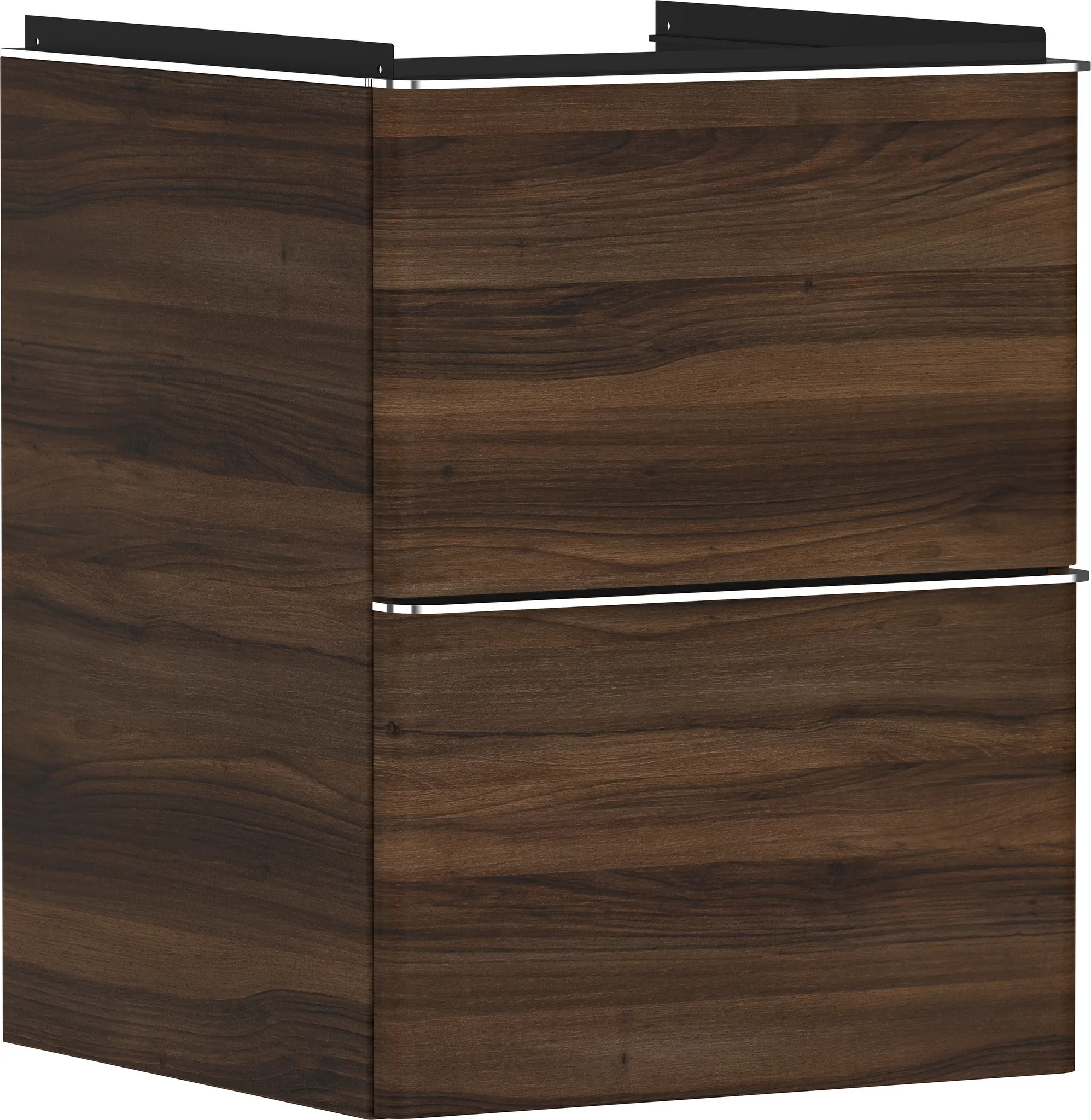 Xelu Q Waschtischunterschrank Nussbaum Dunkel 480/475 mit 2 Schubkästen für Handwaschbecken Chrom