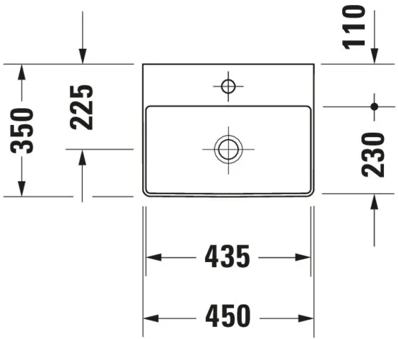 Wandwaschtisch „DuraSquare“, ohne Überlauf, Hahnlochposition mittig