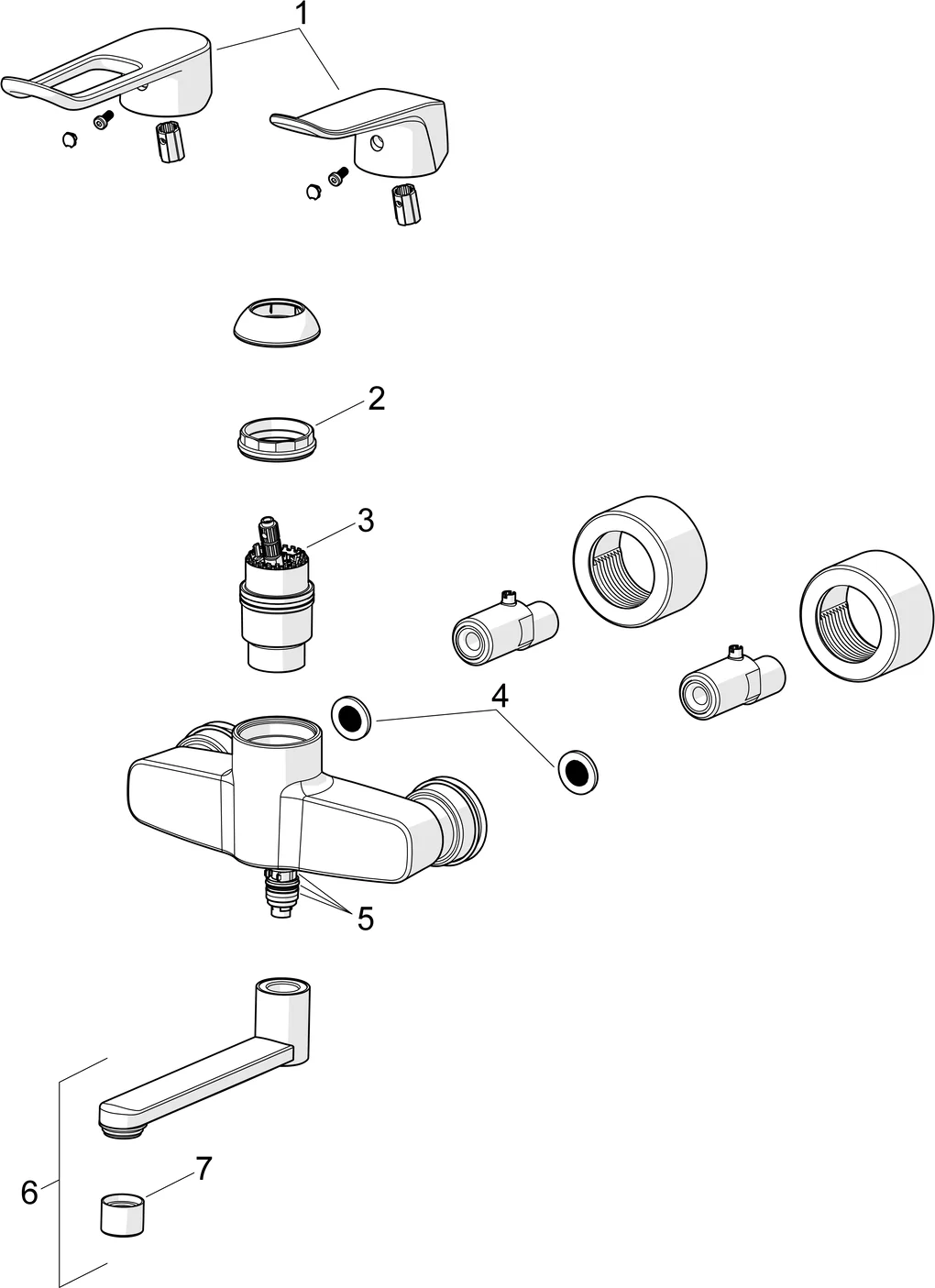 HansaCLINICA EHM WT-Batt. HansaCLINICA 0151 Bed.he. lang Ausld. 227 mm DN15 chr HansaCLINICA EHM WT-Batt. HansaCLINICA 0151 Bed.he. lang Ausld. 227 mm DN15 chr