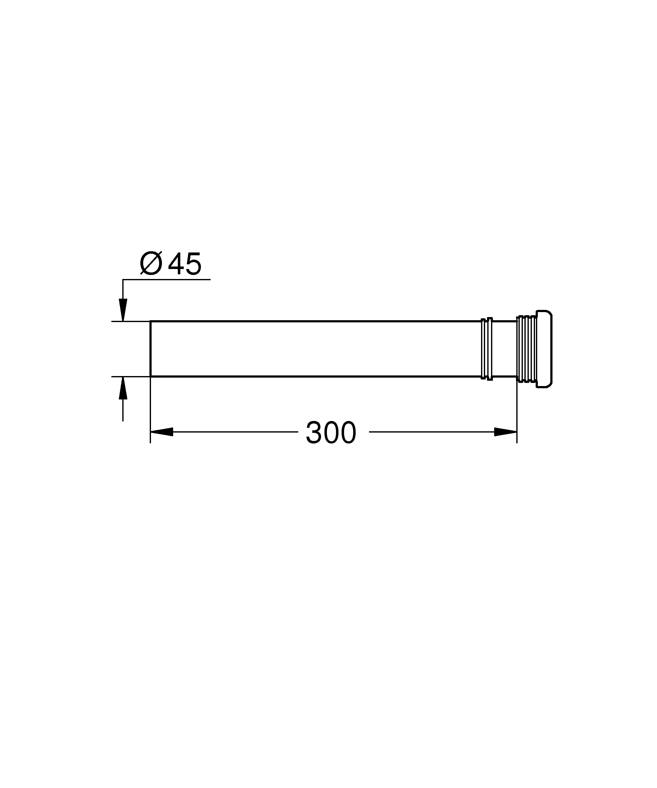 Verlängerungsset 37105, für Wandeinbau-Spülrohr, 300 mm lang, schwarz