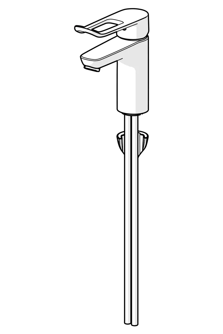 HansaCLINICA Waschtischarmatur Hansaclinica 2018 Einhebelmischer Kupferrohr Bügelhebel lang Ausladung 114