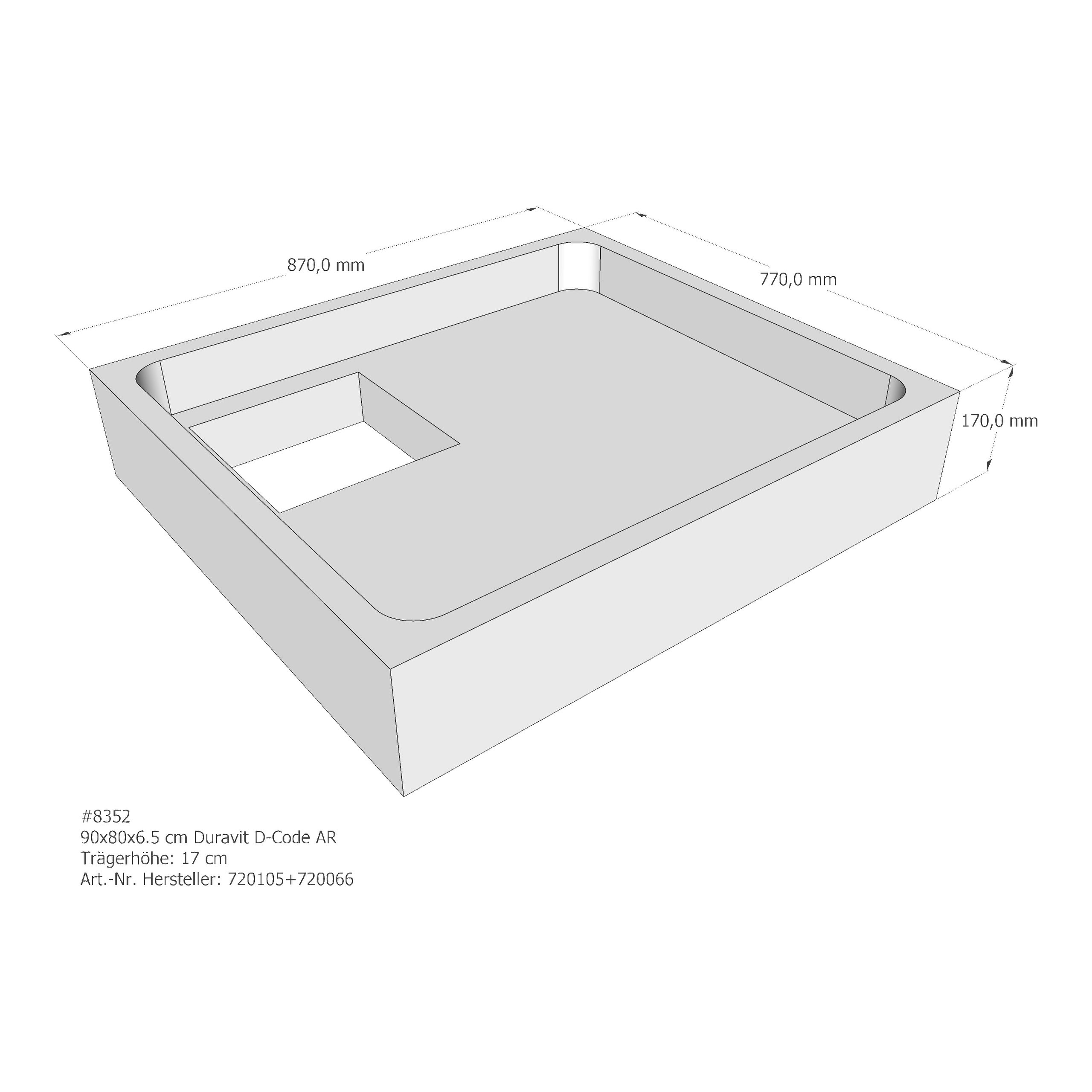 Duschwannenträger für Duravit D-Code 90 × 80 × 6,5 cm Duschwannenträger für Duravit D-Code 90 × 80 × 6,5 cm