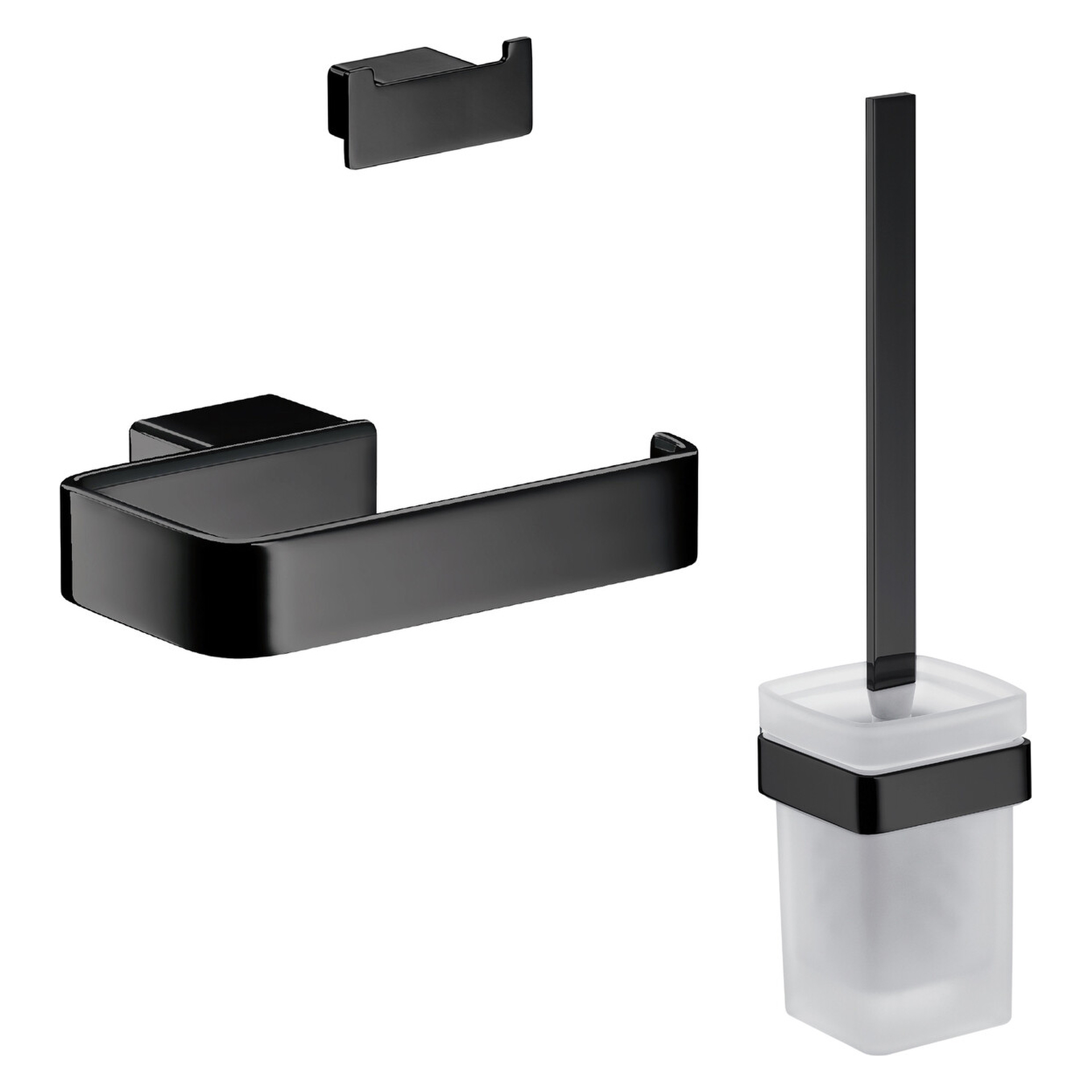 emco Accessoire-Set inkl. Papierhalter ohne Deckel, Bürstengarnitur und Doppelhaken „loft“ 0 cm in schwarz
