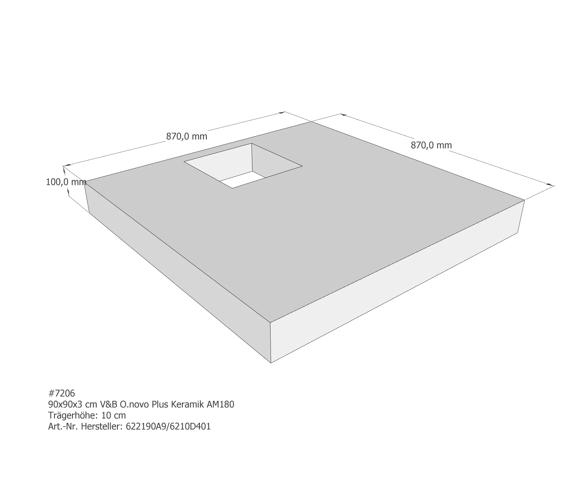Duschwannenträger passend für Villeroy & Boch O.novo 90 × 90 × 3 cm Duschwannenträger passend für Villeroy & Boch O.novo 90 × 90 × 3 cm
