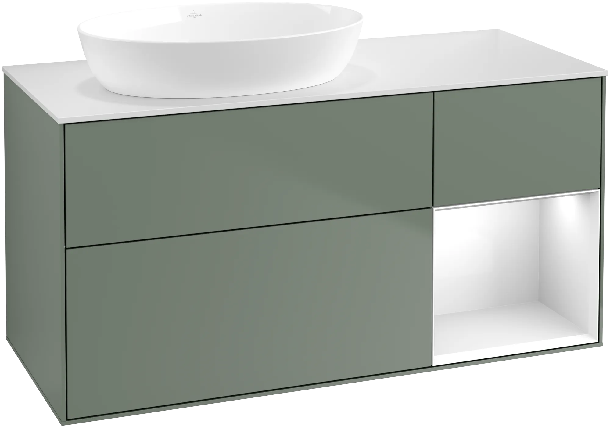 Villeroy & Boch Finion Waschbeckenunterschrank GA5 1200x603x501mm Olive Matt Lacquer/Glossy White Lacquer