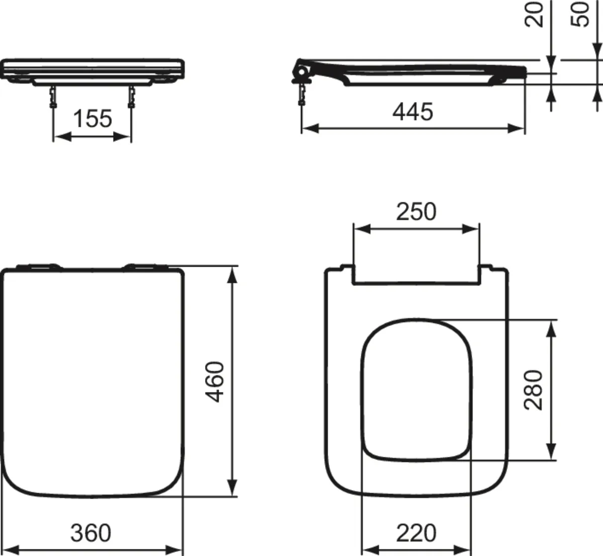 Ideal Standard WC-Sitz „BlendCube“ in Schwarz