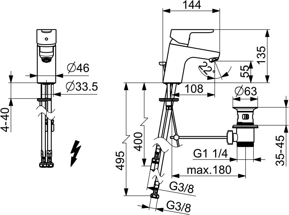 HansaPRIMO Waschtischarmatur HansaPRIMO 4957 CU-Rohr