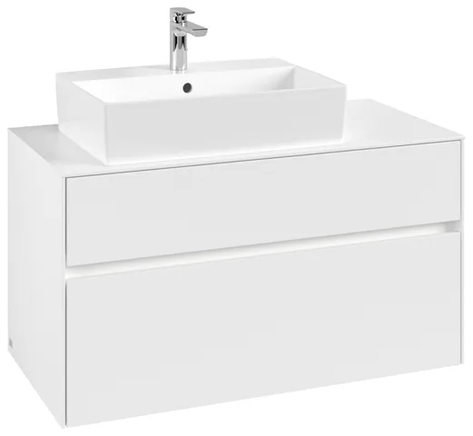 Villeroy & Boch Waschtischunterschrank „Collaro“ 1000 × 548 × 500 mm Weiß Matt, mit Beleuchtung, für Becken links Villeroy & Boch Waschtischunterschrank „Collaro“ 1000 × 548 × 500 mm Weiß Matt, mit Beleuchtung, für Becken links