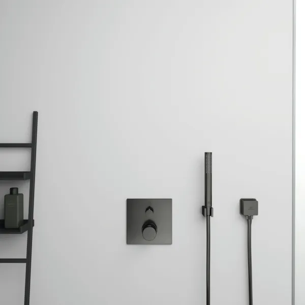 Wandhalter Idealrain, mit eckiger Rosette, für Handbrause, Brushed Gold Wandhalter Idealrain, mit eckiger Rosette, für Handbrause, Brushed Gold