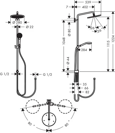 Showerpipe Croma Select S 280 Reno chrom