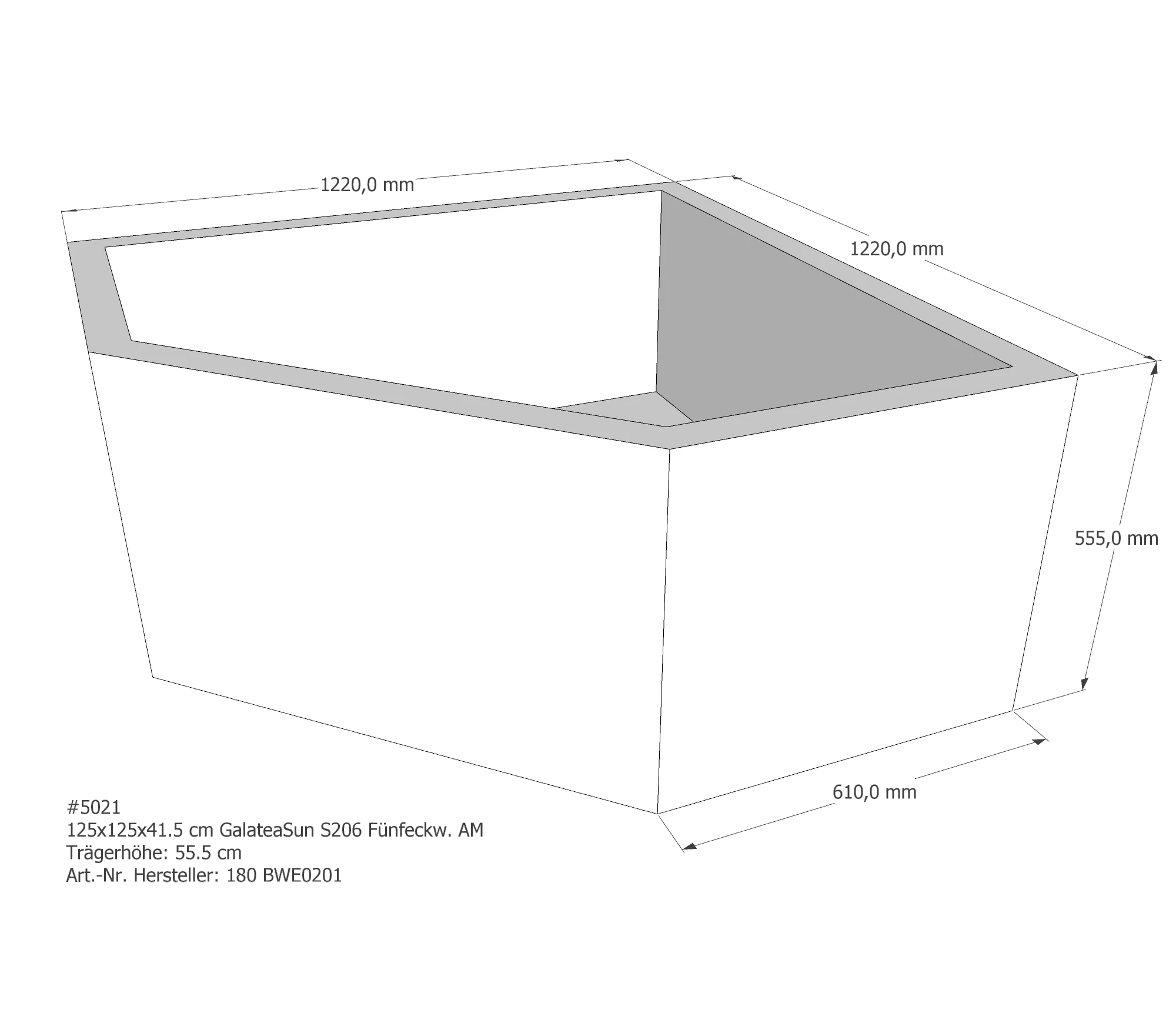 Badewannenträger für Galatea ~Sun S 206 125 × 125 × 41,5 cm Badewannenträger für Galatea ~Sun S 206 125 × 125 × 41,5 cm