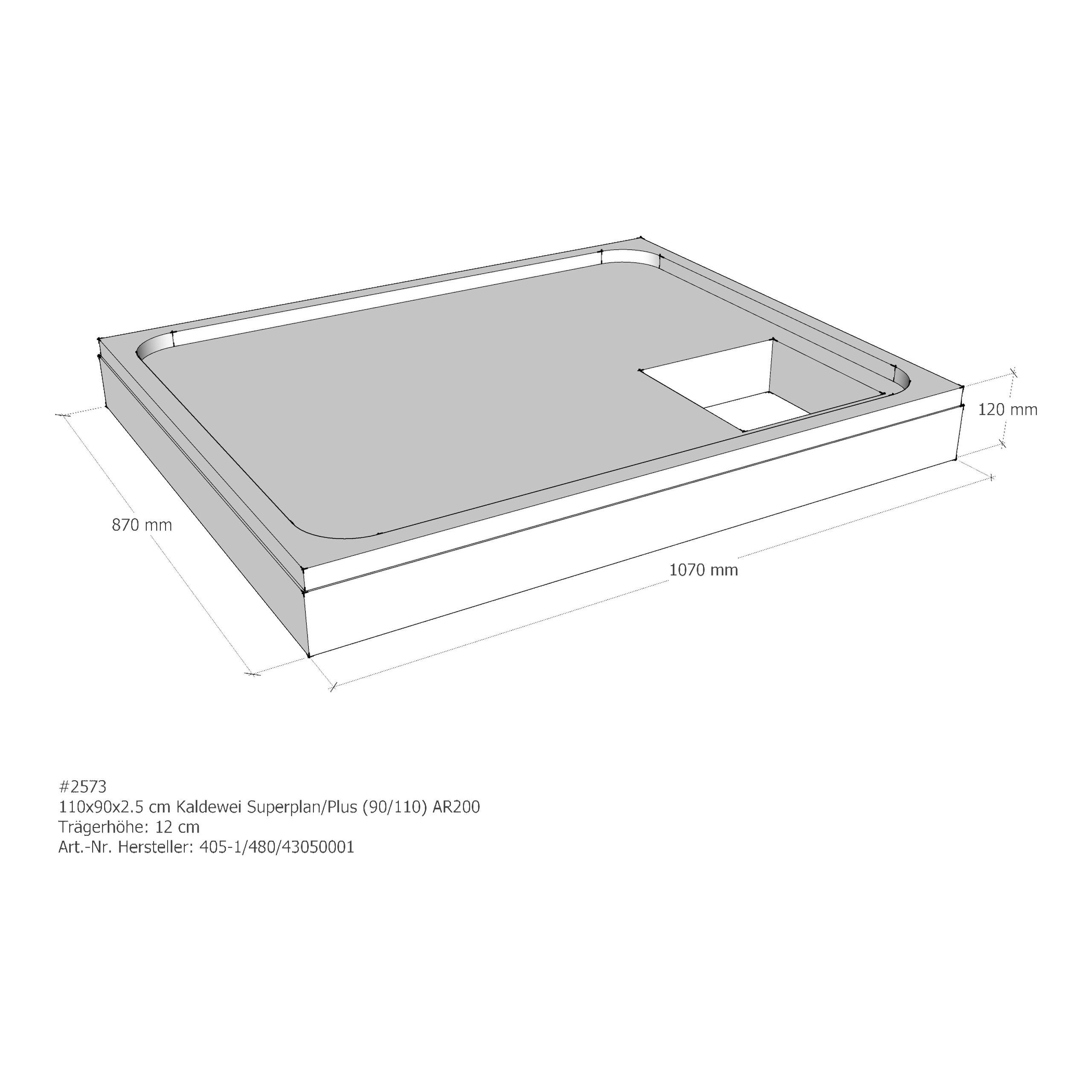Duschwannenträger für Kaldewei Superplan (Plus) 90 × 110 × 2,5 cm