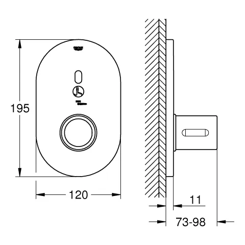 Infrarot-Elektronik für Brausethermostat Eurosmart Cosmopolitan E Special 36456, Fertigmontageset für UP-Einbaukasten 36458000 und 36459000, chrom Infrarot-Elektronik für Brausethermostat Eurosmart Cosmopolitan E Special 36456, Fertigmontageset für UP-Einbaukasten 36458000 und 36459000, chrom