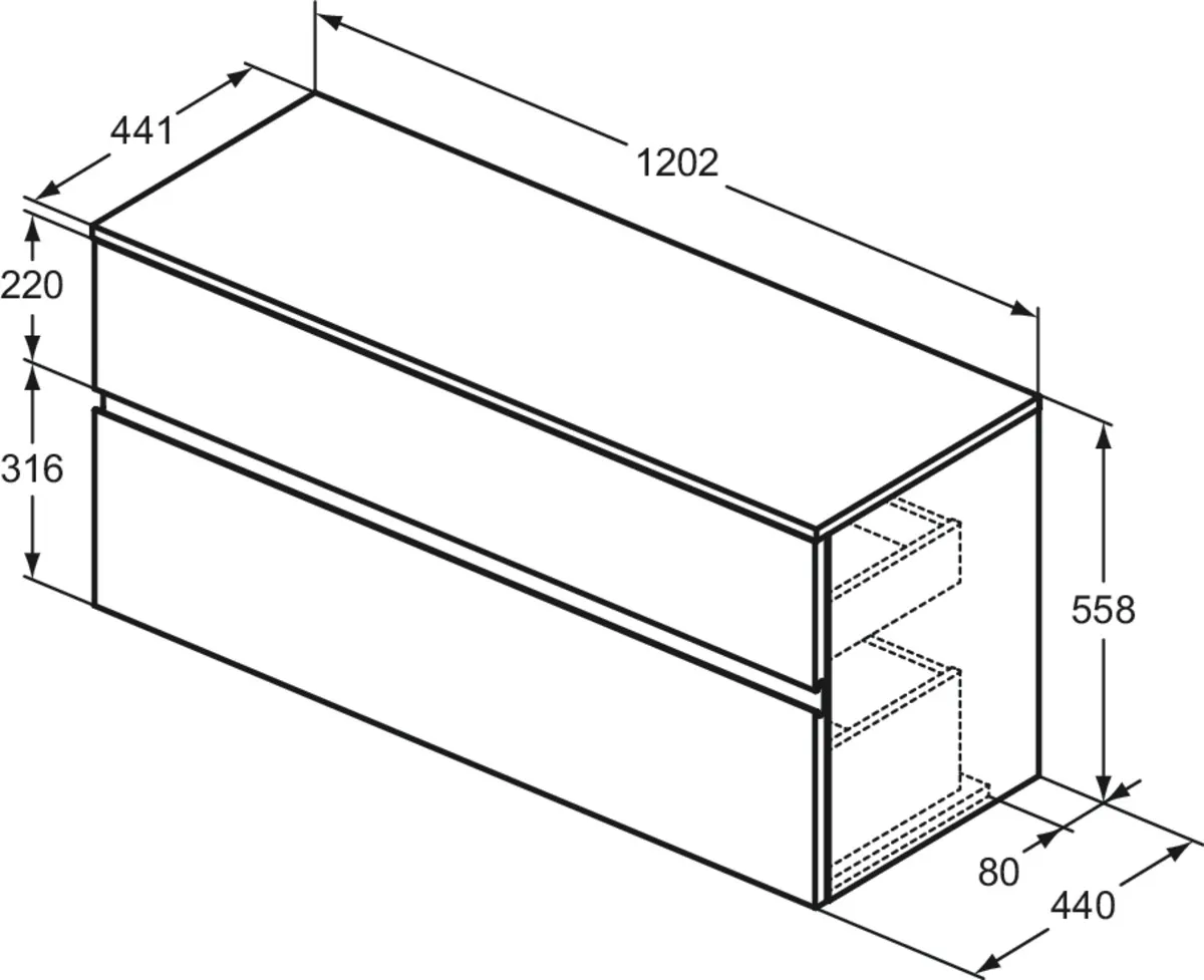Ideal Standard Waschtischunterschrank „Finesse“ 120,2 × 55,8 × 44 cm
