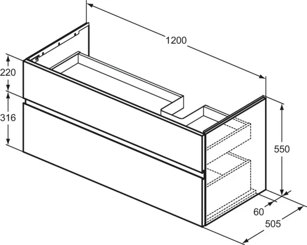 Ideal Standard Waschtischunterschrank „Finesse“ 120 × 55 × 50,5 cm