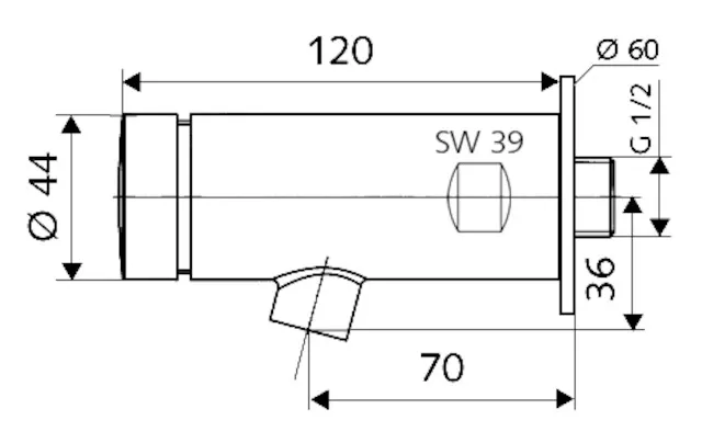 Aufputz-Waschtisch-Armatur PETIT SC, Kaltwasser / vorgemischtes Wasser, Selbstschluss Wandauslauf-Armatur, DN 15 G 1/2 AG, chrom