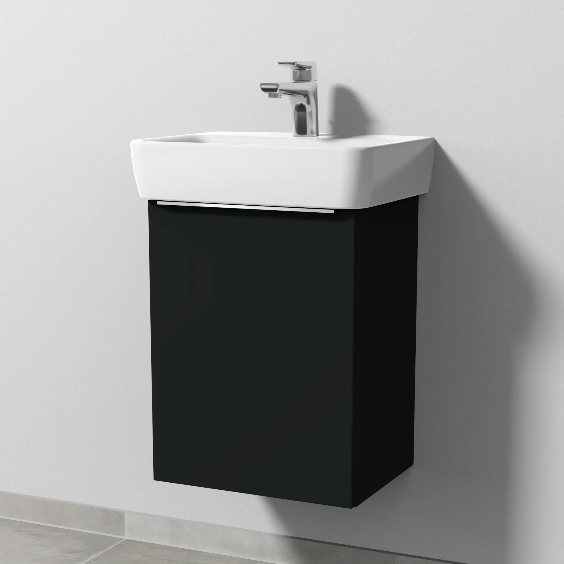 Sanipa Waschtischunterschrank „3way“ passend zu Keramik-Waschtische Renova Plan von Geberit 390 × 520 × 302 mm in Vulkan (matt), Anschlag links