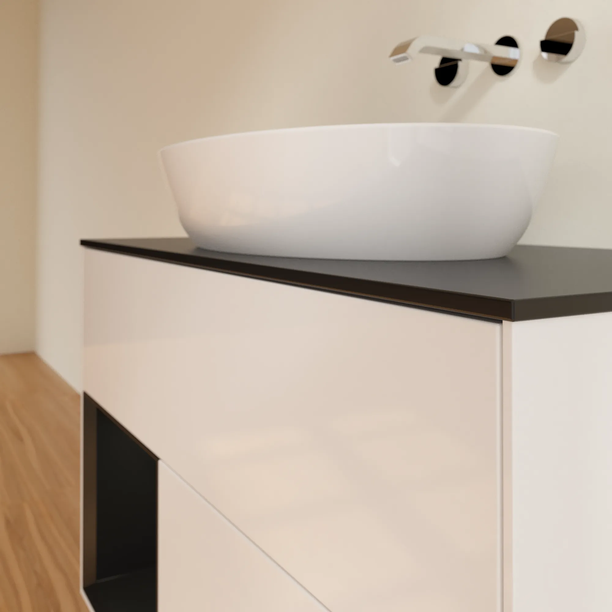 Villeroy & Boch Finion Waschbeckenunterschrank FA1 1000x603x501mm Glossy White Lacquer / Black Matt Villeroy & Boch Finion Waschbeckenunterschrank FA1 1000x603x501mm Glossy White Lacquer / Black Matt