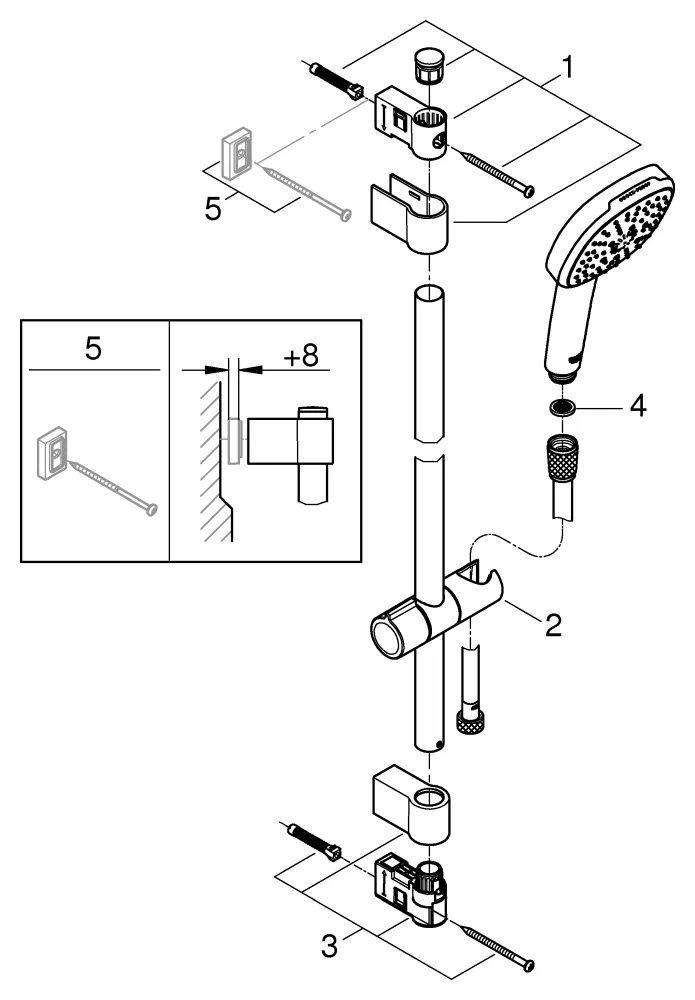 Grohe Tempesta Cube 110 Brausestangenset 3 Strahlarten chrom Grohe Tempesta Cube 110 Brausestangenset 3 Strahlarten chrom