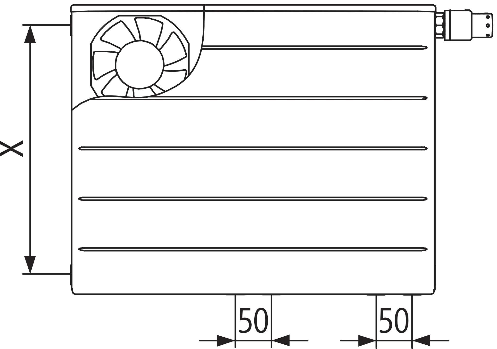 Kermi Wärmepumpen-Design-Flachheizkörper „x-flair Line-Vplus“ 60 × 50 cm in Weiß