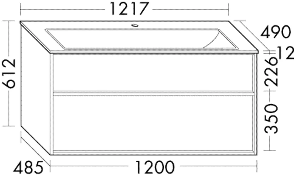 Keramik-Waschtisch Sys K2 inkl. Waschtischunterschrank Uomo, 490x1217x612 mm, 1 Schublade, 300 mm tief, 1 Auszug 350 mm tief, inkl. burgbad cleanFlow Keramik-Waschtisch Sys K2 inkl. Waschtischunterschrank Uomo, 490x1217x612 mm, 1 Schublade, 300 mm tief, 1 Auszug 350 mm tief, inkl. burgbad cleanFlow