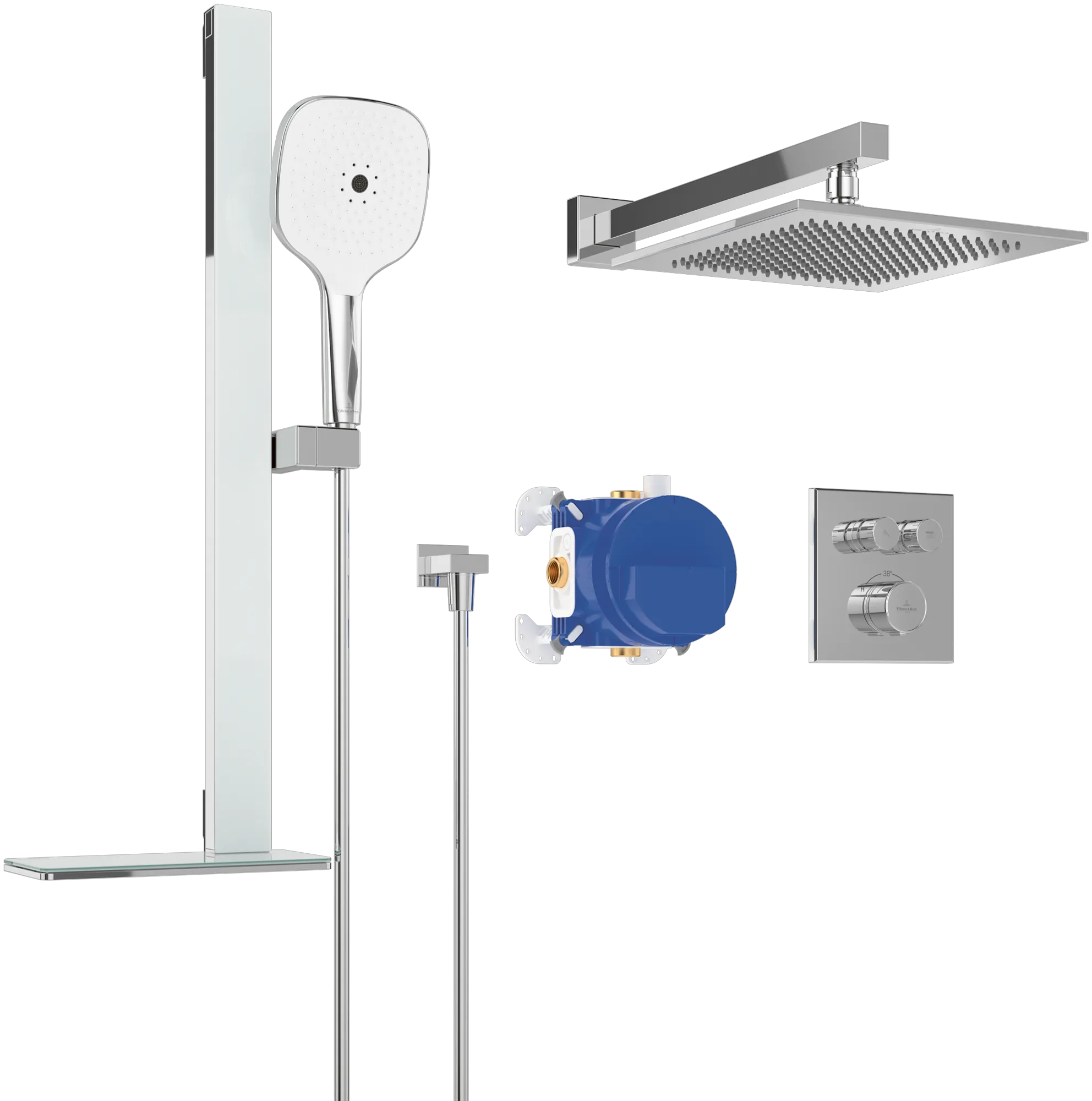 Villeroy & Boch Duschsystem Universal Taps & Fittings, rund, verchromt, Wandmontage