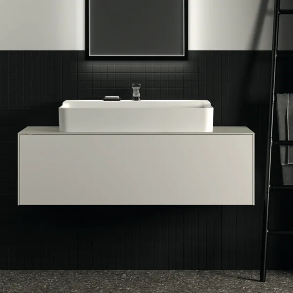 Waschtischplatte Conca, aus Keramik, 1202x505x6mm, Marmor Noir Desir