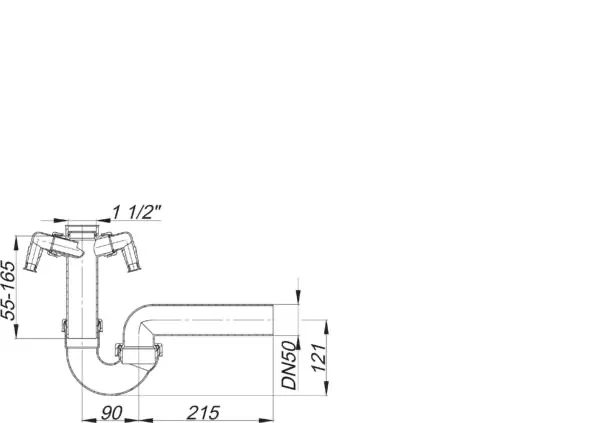 Röhren-Siphon 100/2, 1 1/2″ x DN 50