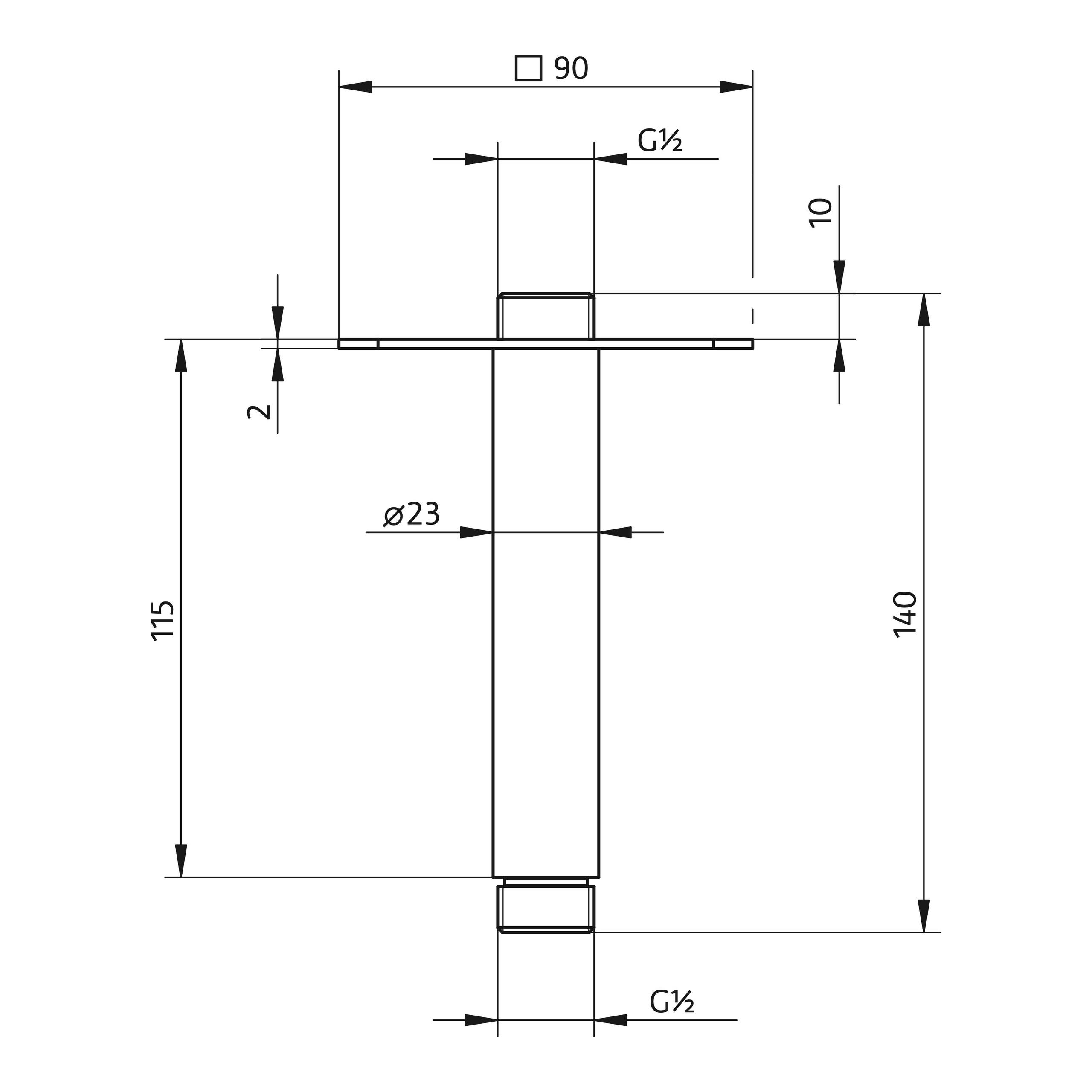 HSK Deckenarm „Softcube“ mit Rosette in chrom