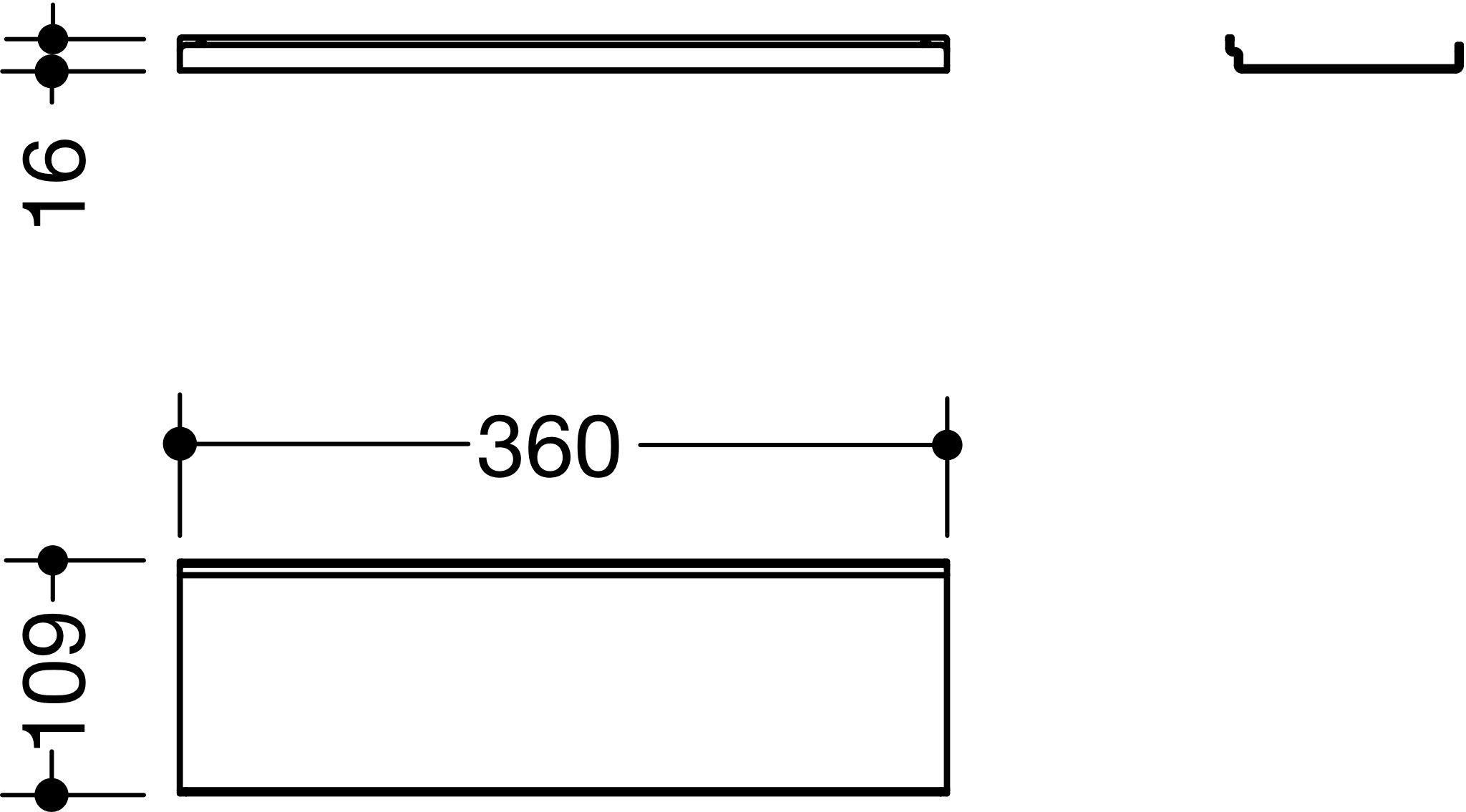 HEWI Ablage pulverbeschichtet 950.13.0014 SC 36 × 1,5 × 10,2 cm