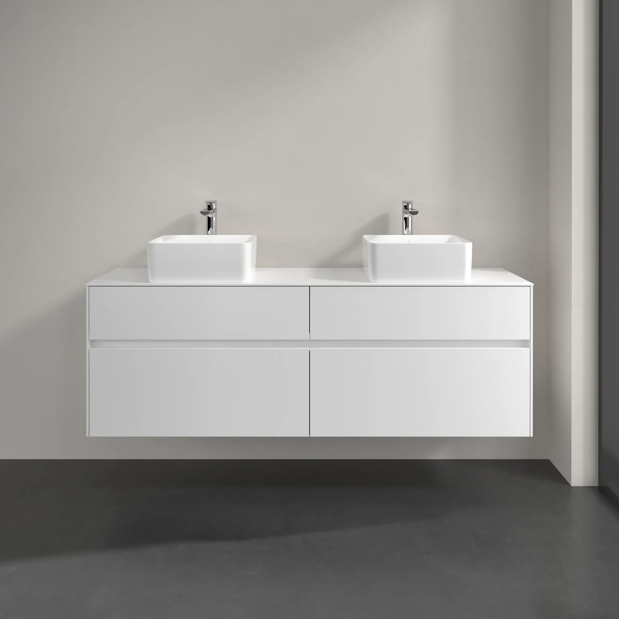 Villeroy & Boch Waschtischunterschrank „Collaro“ 1600 × 548 × 500 mm Weiß Matt, ohne Beleuchtung, für links und rechts