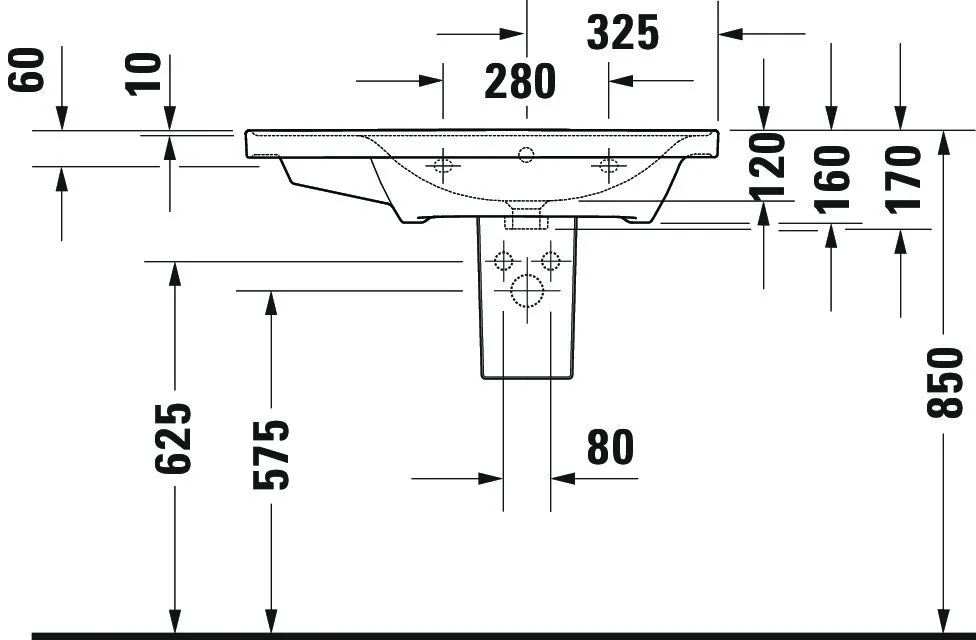 Wandwaschtisch „D-Neo“ 80 × 48 × 17 cm, rechts Wandwaschtisch „D-Neo“ 80 × 48 × 17 cm, rechts
