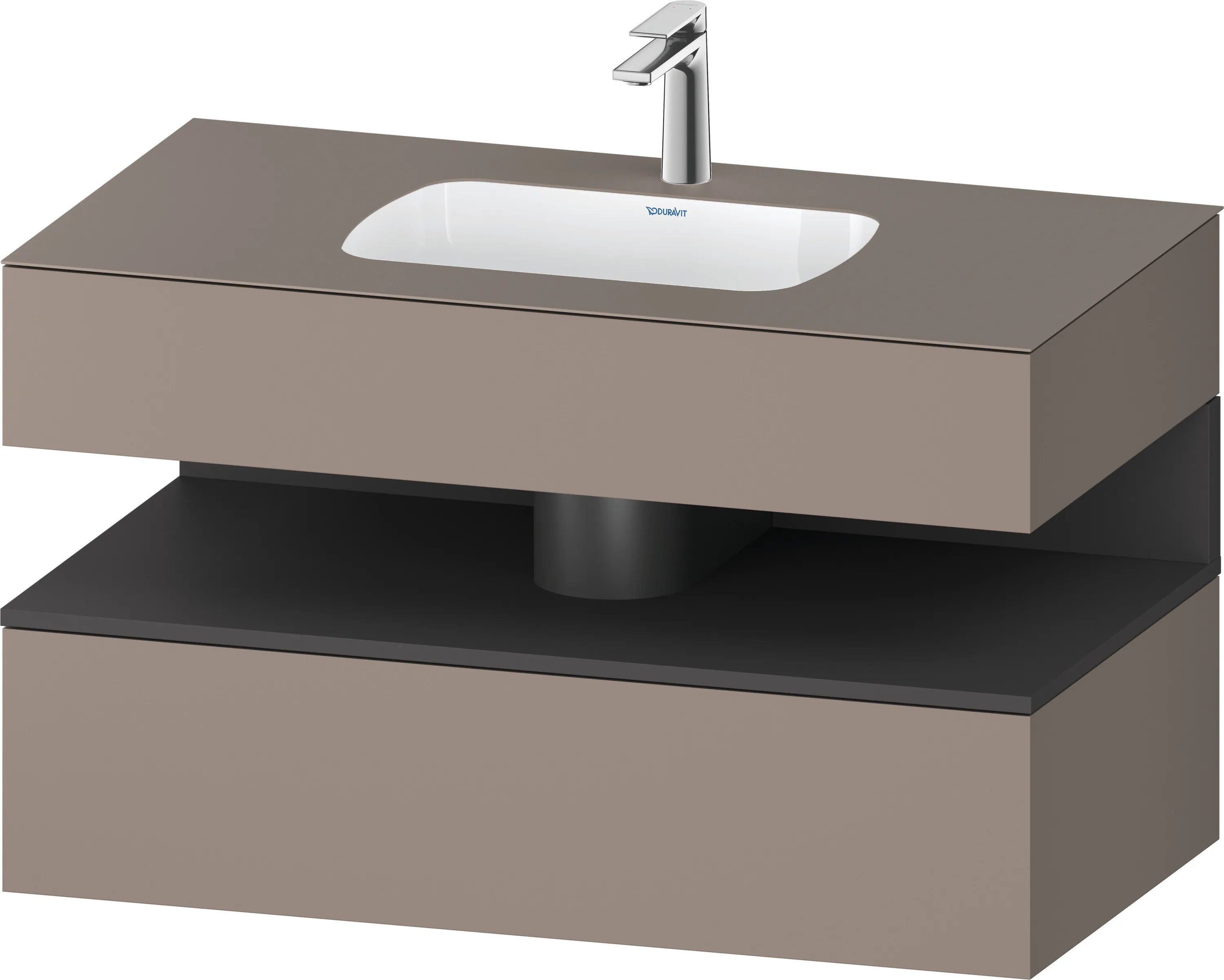 Einbauwaschtisch mit Konsolenwaschtischunterbau „Qatego“ 100 × 55 × 60 cm, ohne Beleuchtung